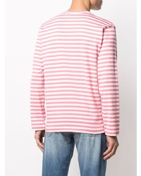 rosa horizontal gestreiftes Langarmshirt von Comme Des Garcons Play