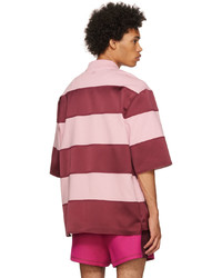 rosa horizontal gestreiftes Polohemd von AMI Alexandre Mattiussi