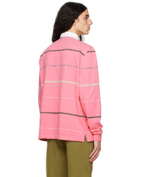 rosa horizontal gestreiftes Polohemd von Noah