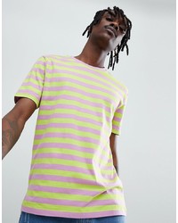 rosa horizontal gestreiftes T-Shirt mit einem Rundhalsausschnitt von ASOS DESIGN