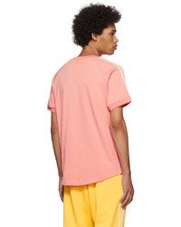 rosa horizontal gestreiftes T-Shirt mit einem Rundhalsausschnitt von Wales Bonner