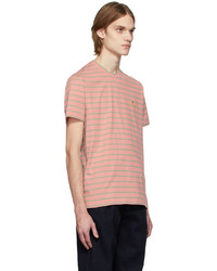 rosa horizontal gestreiftes T-Shirt mit einem Rundhalsausschnitt von Etro