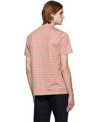 rosa horizontal gestreiftes T-Shirt mit einem Rundhalsausschnitt von Etro