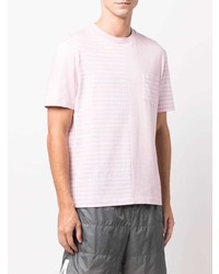 rosa horizontal gestreiftes T-Shirt mit einem Rundhalsausschnitt von Thom Browne