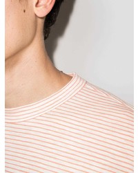 rosa horizontal gestreiftes T-Shirt mit einem Rundhalsausschnitt von YMC