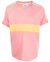 rosa horizontal gestreiftes T-Shirt mit einem Rundhalsausschnitt von Wales Bonner