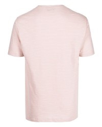 rosa horizontal gestreiftes T-Shirt mit einem Rundhalsausschnitt von YMC