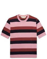 rosa horizontal gestreiftes T-shirt von Marni