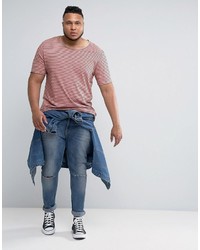 rosa horizontal gestreiftes T-shirt von Asos