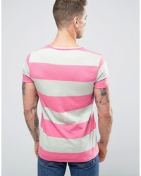 rosa horizontal gestreiftes T-shirt von Scotch & Soda