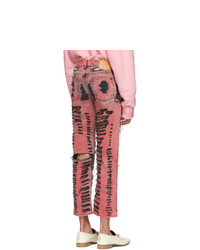 rosa Jeans mit Destroyed-Effekten von Gucci