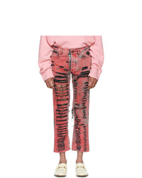 rosa Jeans mit Destroyed-Effekten von Gucci