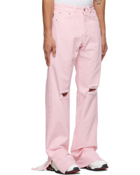 rosa Jeans mit Destroyed-Effekten von Vetements