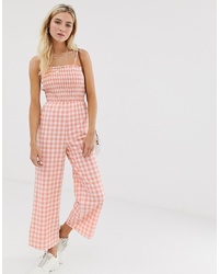 rosa Jumpsuit mit Karomuster