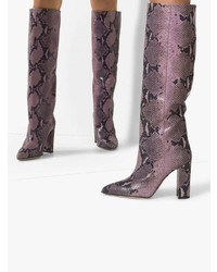 rosa kniehohe Stiefel aus Leder mit Schlangenmuster von Paris Texas