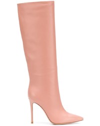 rosa kniehohe Stiefel aus Leder von Gianvito Rossi