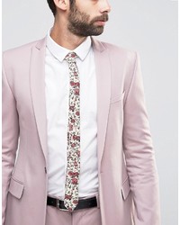 rosa Krawatte mit Blumenmuster von Asos