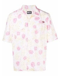 rosa Kurzarmhemd mit Blumenmuster von Diesel