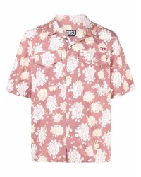 rosa Kurzarmhemd mit Blumenmuster von Diesel