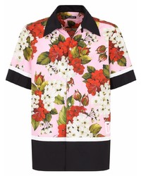 rosa Kurzarmhemd mit Blumenmuster von Dolce & Gabbana
