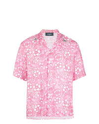rosa Kurzarmhemd mit Blumenmuster von DSQUARED2