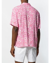 rosa Kurzarmhemd mit Blumenmuster von DSQUARED2