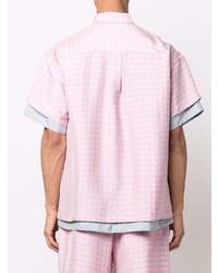 rosa Kurzarmhemd mit Karomuster von Jacquemus