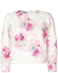 rosa kurzer Pullover mit Blumenmuster