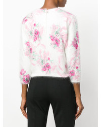 rosa kurzer Pullover mit Blumenmuster von Prada
