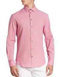 rosa Langarmhemd aus Seersucker