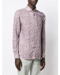 rosa Langarmhemd mit Blumenmuster von Corneliani