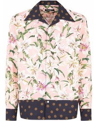rosa Langarmhemd mit Blumenmuster von Dolce & Gabbana