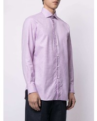 rosa Langarmhemd mit Karomuster von Brioni