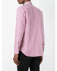 rosa Langarmhemd mit Karomuster von Canali
