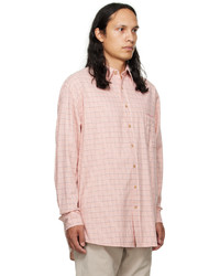 rosa Langarmhemd mit Karomuster von Acne Studios