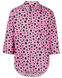 rosa Langarmhemd mit Leopardenmuster von Black Comme Des Garçons