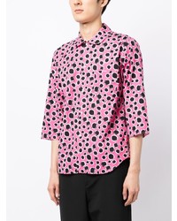 rosa Langarmhemd mit Leopardenmuster von Black Comme Des Garçons