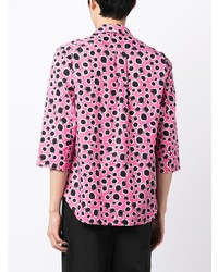 rosa Langarmhemd mit Leopardenmuster von Black Comme Des Garçons