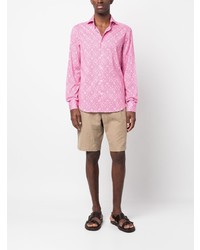 rosa Langarmhemd mit Paisley-Muster von Fedeli