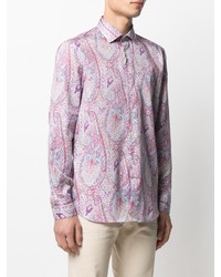 rosa Langarmhemd mit Paisley-Muster von Etro