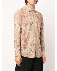 rosa Langarmhemd mit Paisley-Muster von Etro