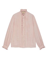 rosa Langarmhemd mit Rüschen von Gucci