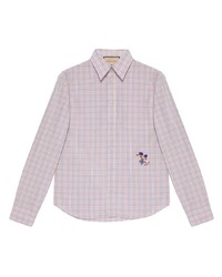 rosa Langarmhemd mit Schottenmuster von Gucci