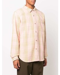 rosa Langarmhemd mit Schottenmuster von Stussy