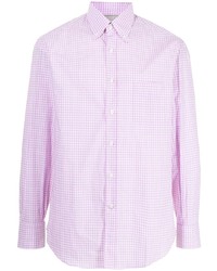 rosa Langarmhemd mit Vichy-Muster von Brunello Cucinelli