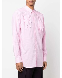 rosa Langarmhemd mit Vichy-Muster von Comme Des Garcons SHIRT