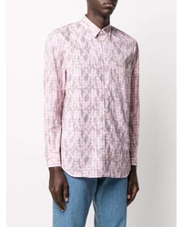 rosa Langarmhemd mit Vichy-Muster von Comme Des Garcons SHIRT