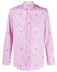 rosa Langarmhemd mit Vichy-Muster von Etro