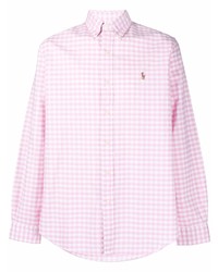 rosa Langarmhemd mit Vichy-Muster von Polo Ralph Lauren