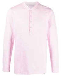 rosa Langarmshirt mit einer Knopfleiste mit Schottenmuster